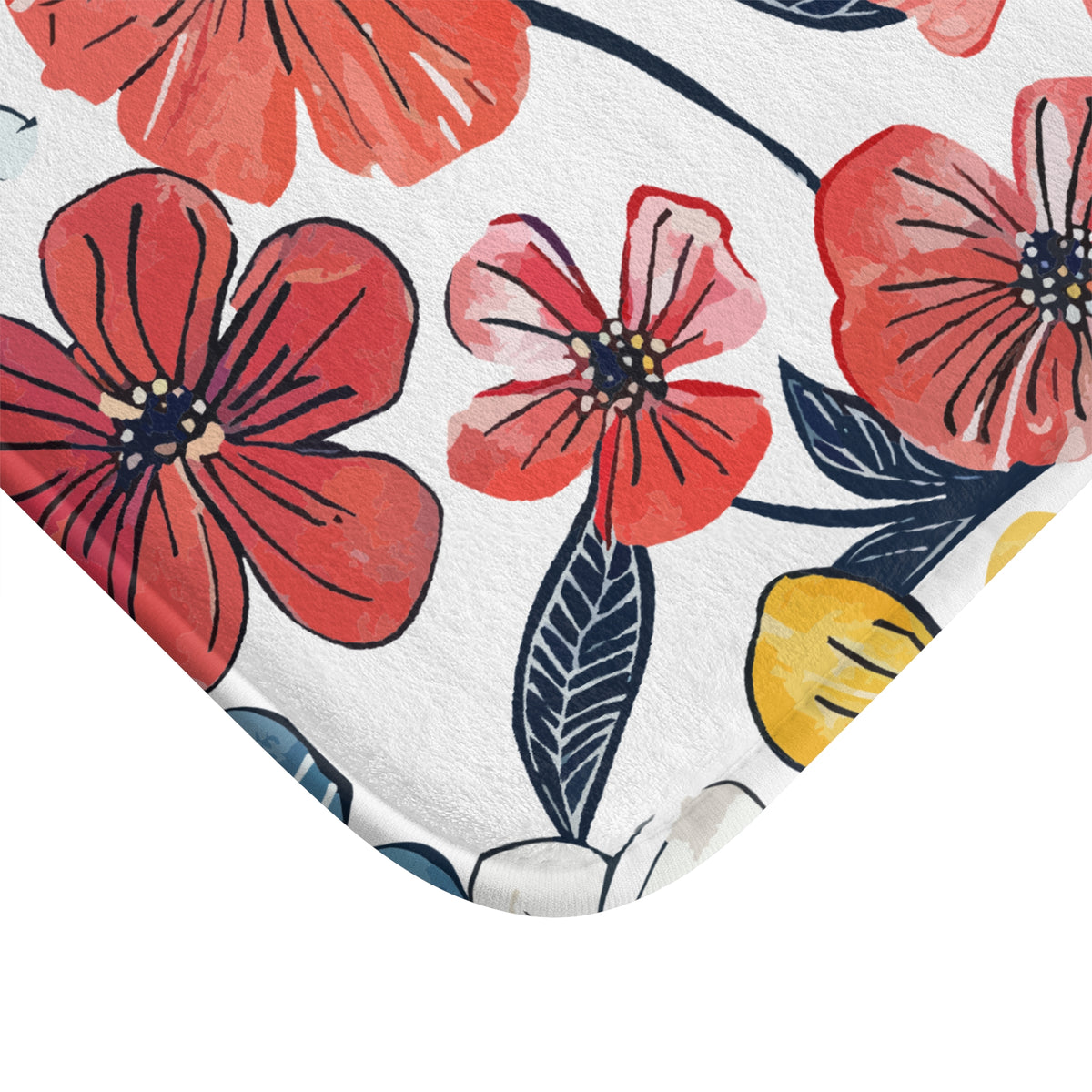 Colorful Floral Bath Mat – Modern Botanical Bathroom Decor