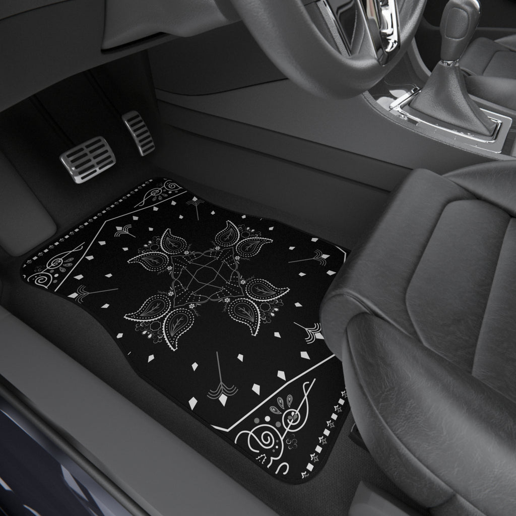 Black Bandana Paisley Car Floor Mats – 4-Piece Set