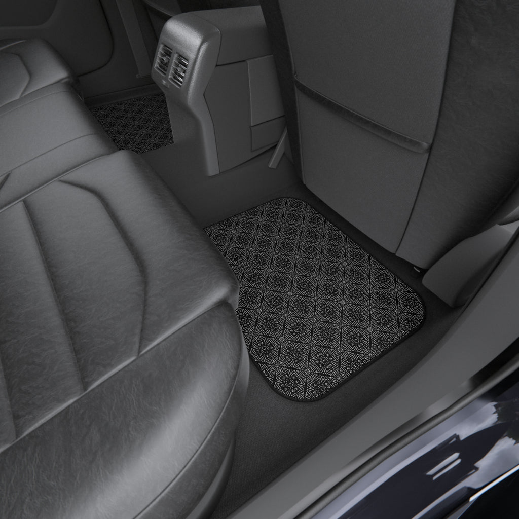Black Geometric Car Floor Mats – 4-Piece Set