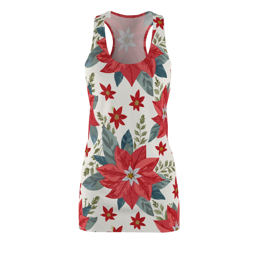 Poinsettia Racerback Dress  Festive Floral Holiday Sundress