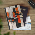 Abstract Orange Geometric Passport Cover — Personalized Name Travel Wallet