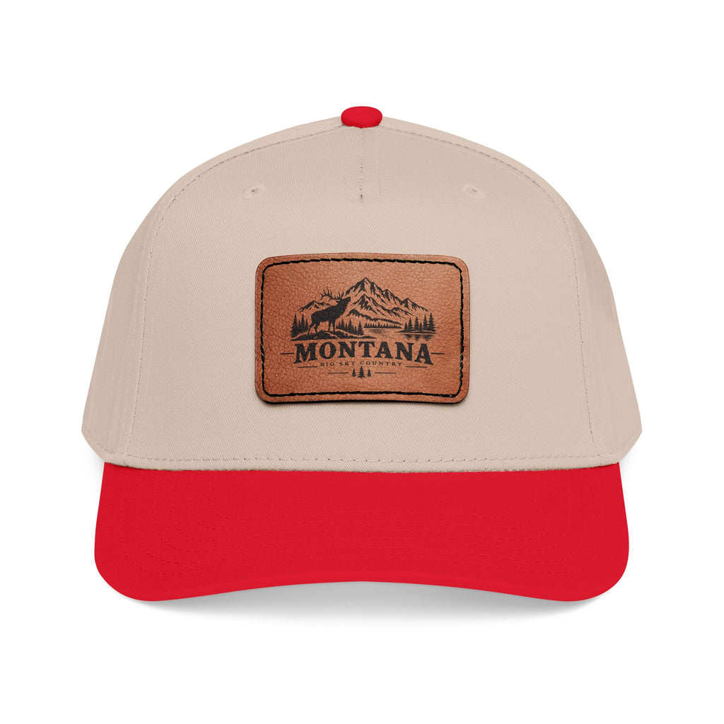 Montana Mountain Leather Patch Mid Profile Baseball Cap – Outdoor Adventure Hat