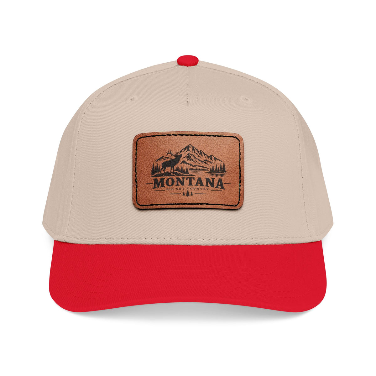Montana Mountain Leather Patch Mid Profile Baseball Cap – Outdoor Adventure Hat