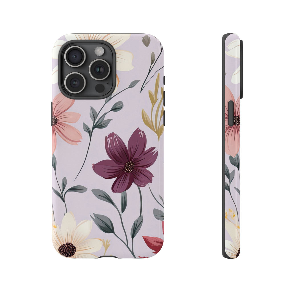 Elegant Wildflower Tough Phone Case – Soft Pastel Floral Design