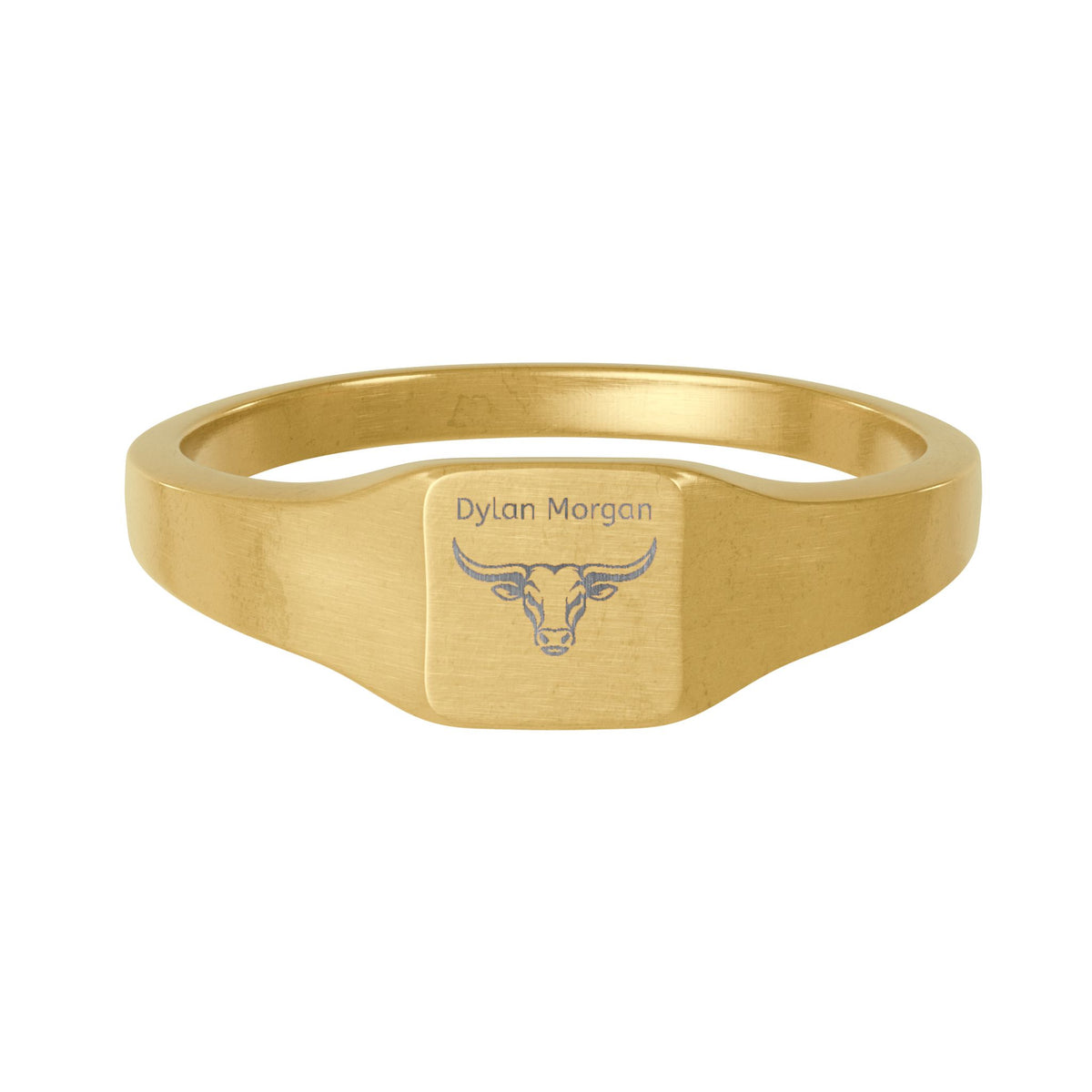 Personalized Western Signet Ring – Custom Name & Bull Engraving