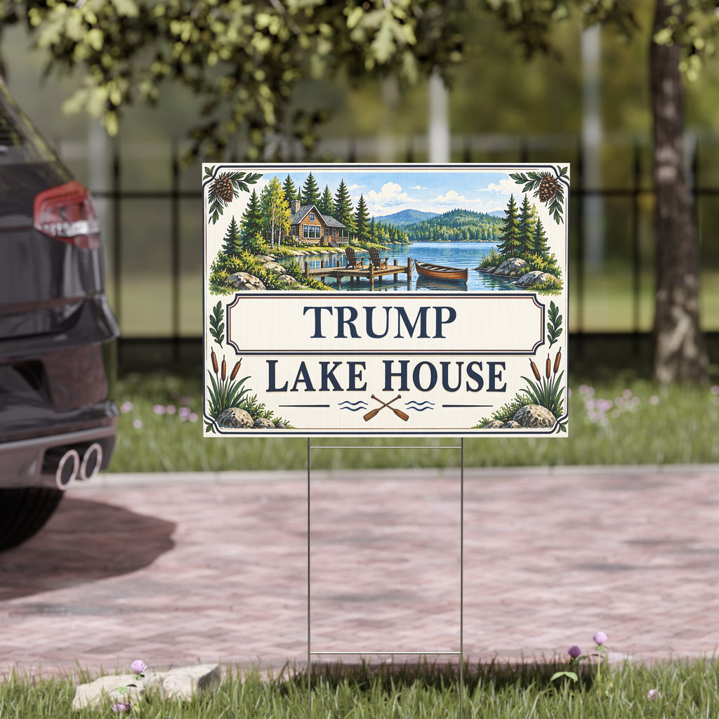 Personalized Lake House Double-Sided Yard Sign – Custom Name Sign YL2