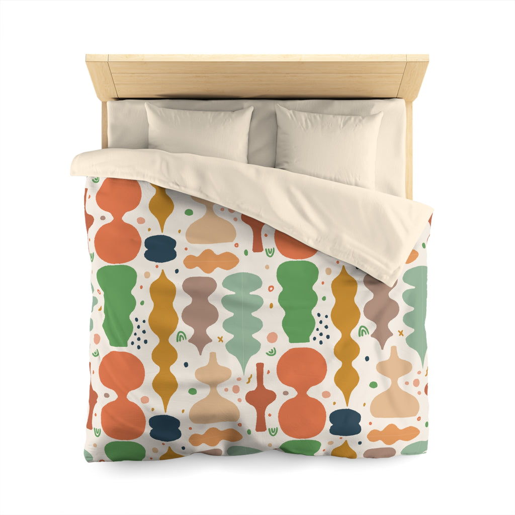 Abstract Organic Shapes Duvet Cover | Midcentury Pattern Bedspread