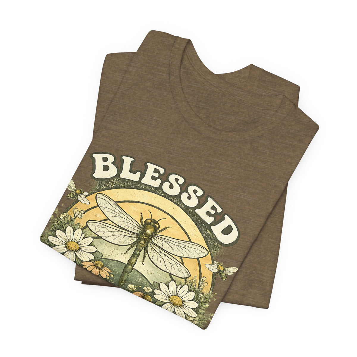 Blessed Dragonfly Shirt Floral Nature T Shirt Boho Faith Tee Vintage Botanical Graphic