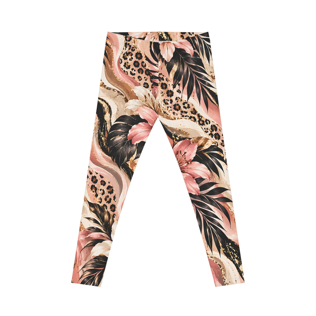Blush Tropical Leopard Leggings – Floral Animal Print