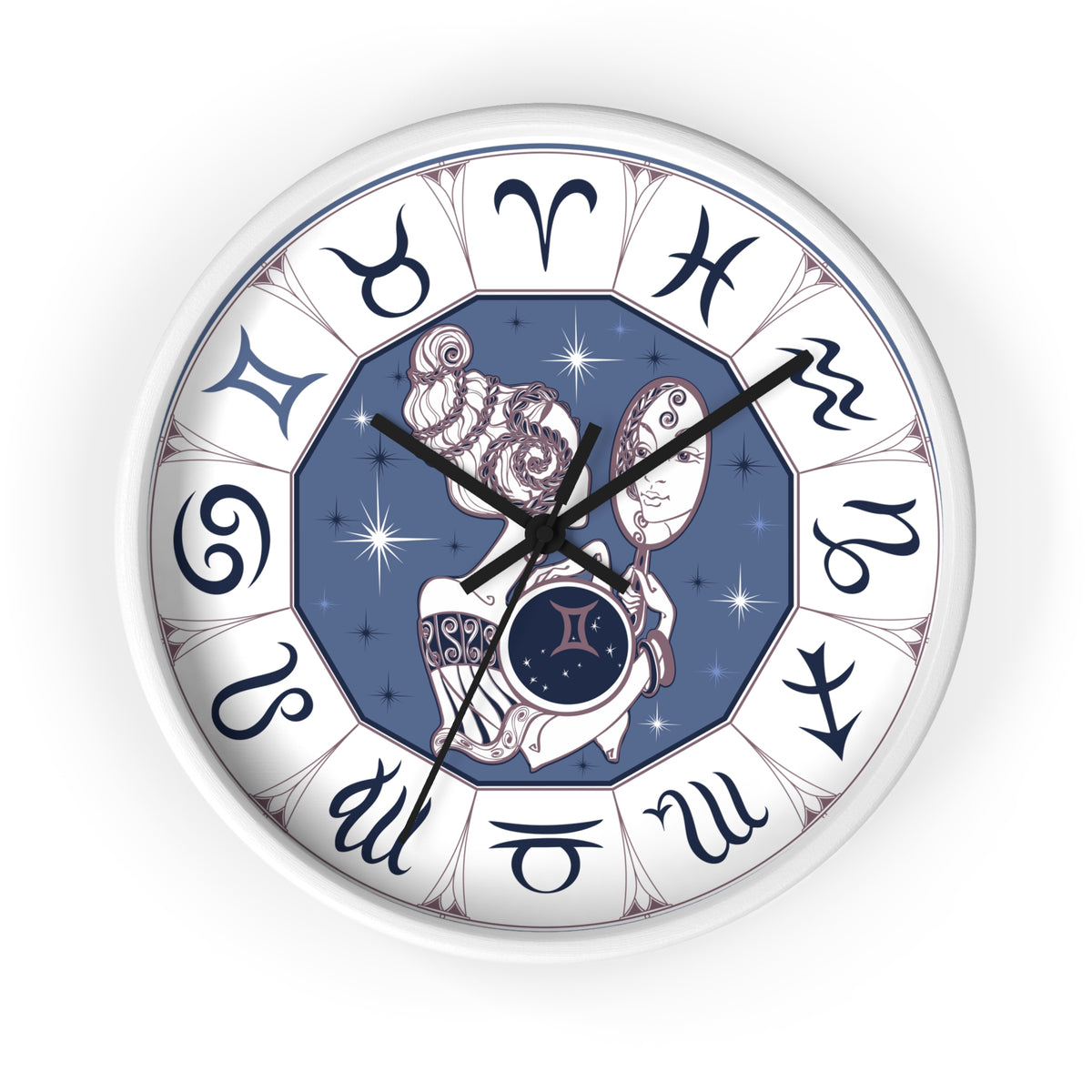 Gemini Zodiac Illustration Wall Clock | Astrological Signs Circle