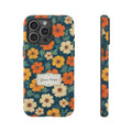 Personalized Retro Floral Phone Case with Name – Tough Case