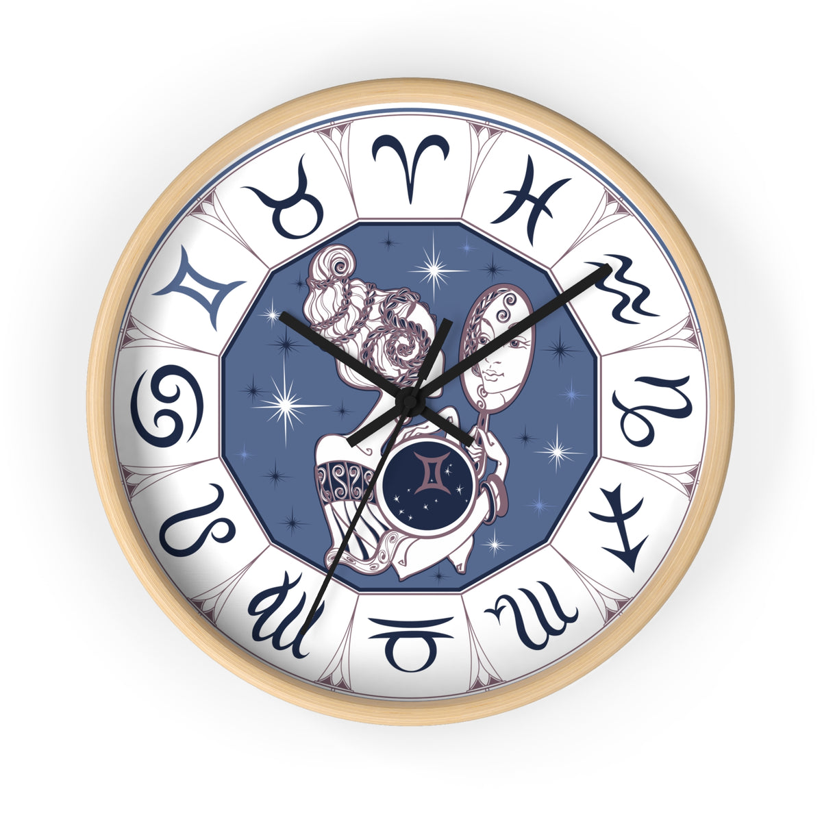 Gemini Zodiac Illustration Wall Clock | Astrological Signs Circle