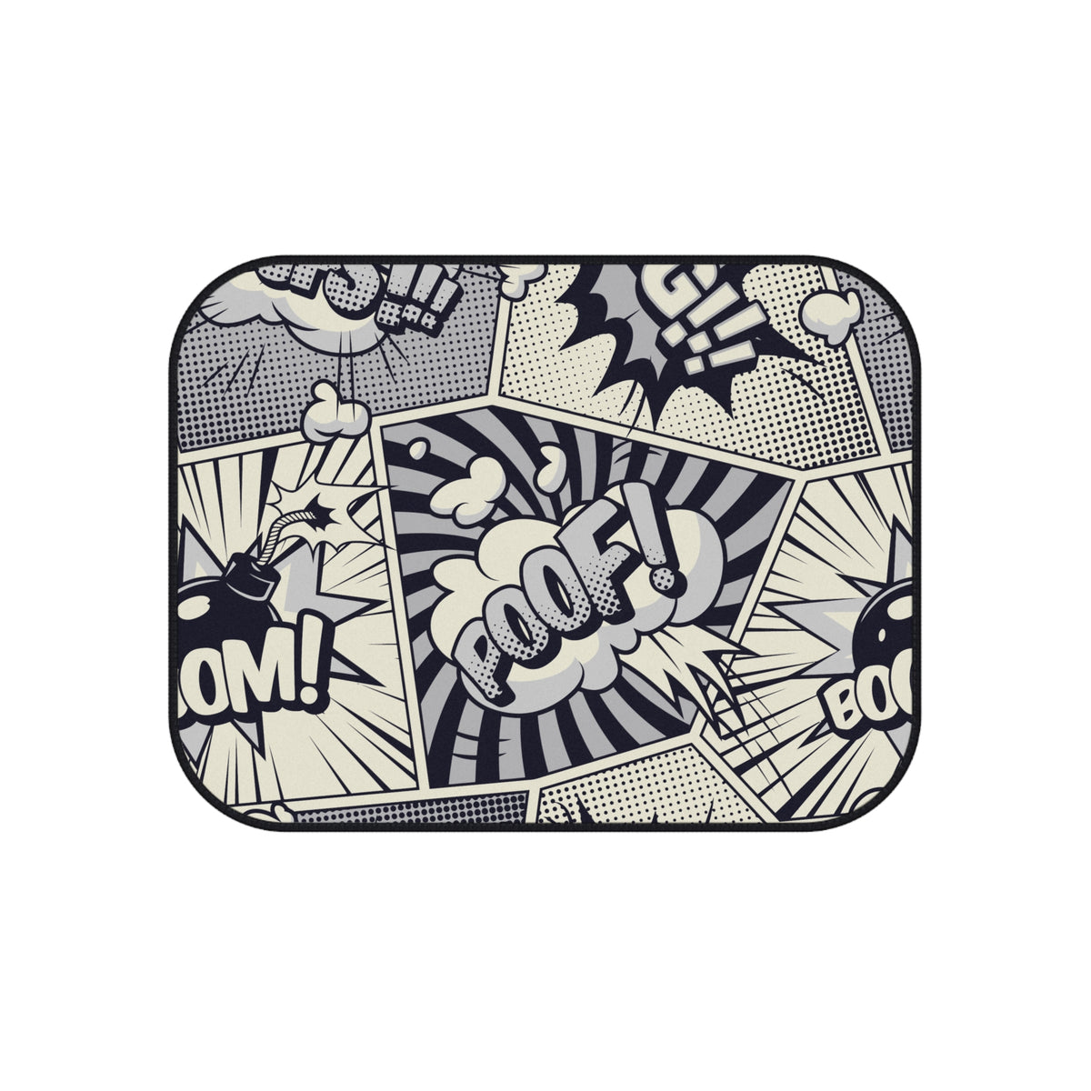 Comic Book Car Floor Mats – Black & White 4-Piece Set