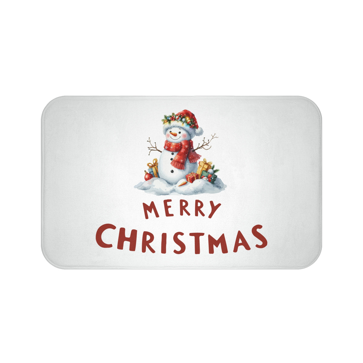 Merry Christmas Snowman Bath Mat – Holiday Bathroom Decor