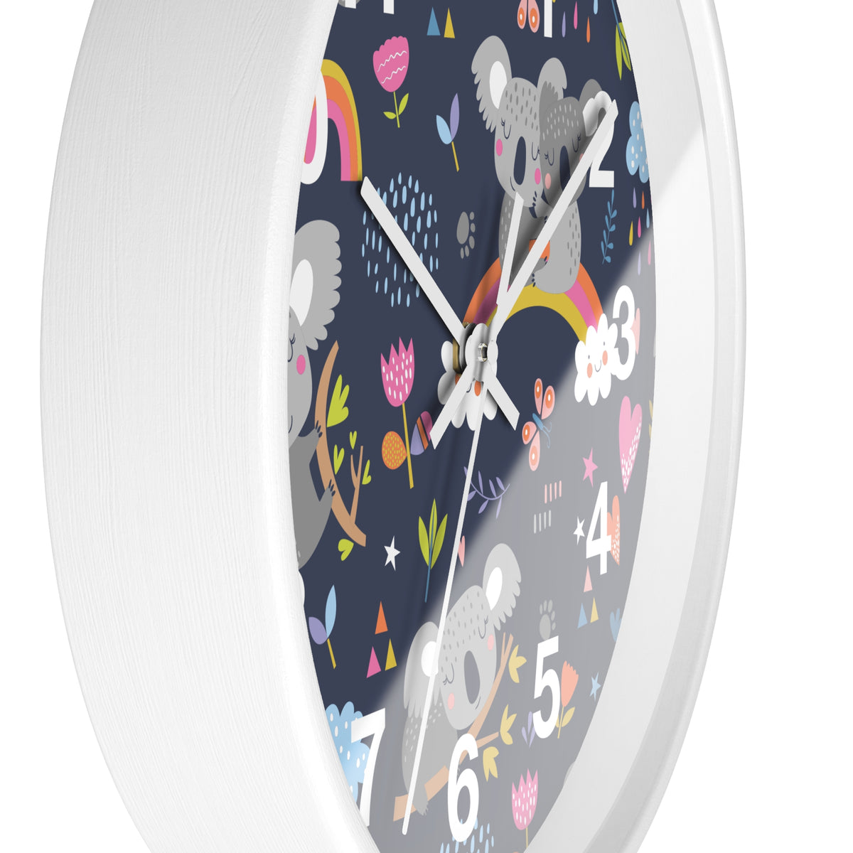Koala Rainbows Pattern Wall Clock | Cute Nursery Animal Clock