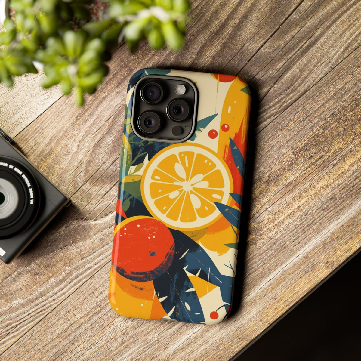 Retro Orange Citrus Phone Case – Colorful Botanical Tough Case
