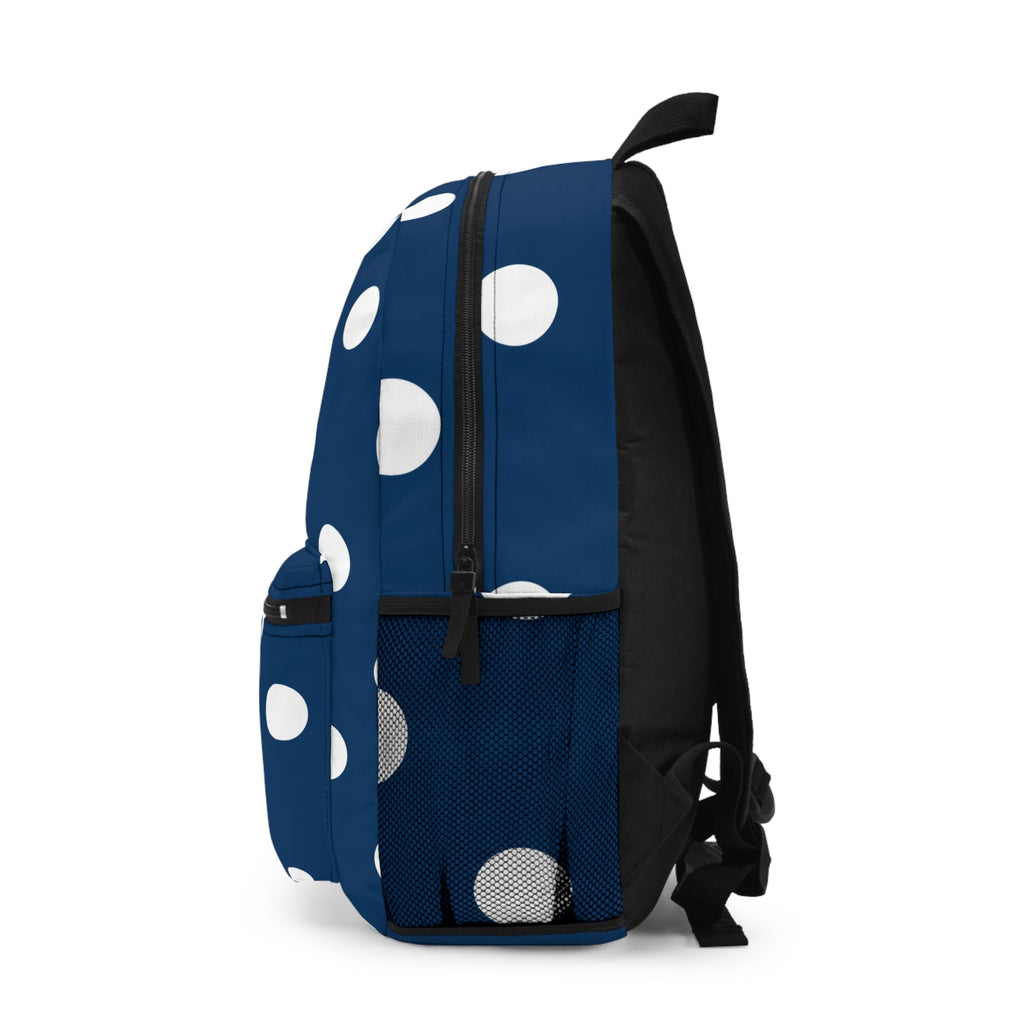 Navy Blue Polka Dot Backpack – Classic White Dot Graphic Backpack