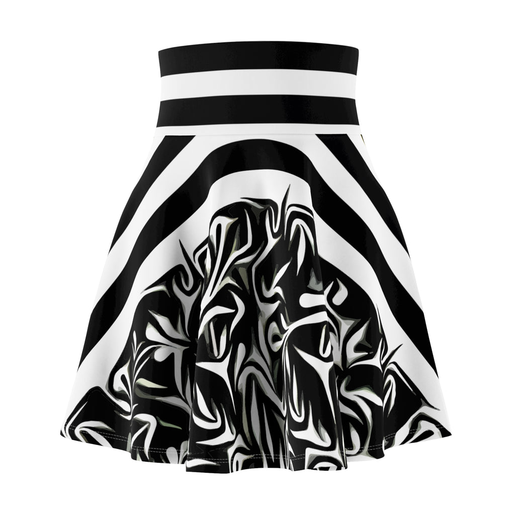 Black & White Abstract Skater Skirt – Modern Graphic Design