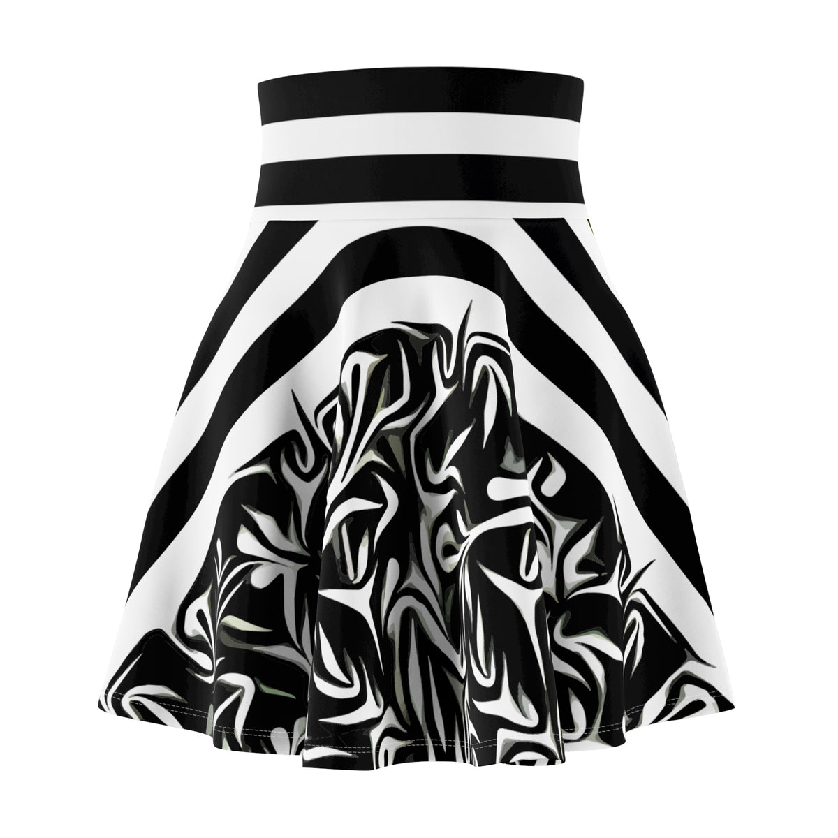 Black & White Abstract Skater Skirt – Modern Graphic Design