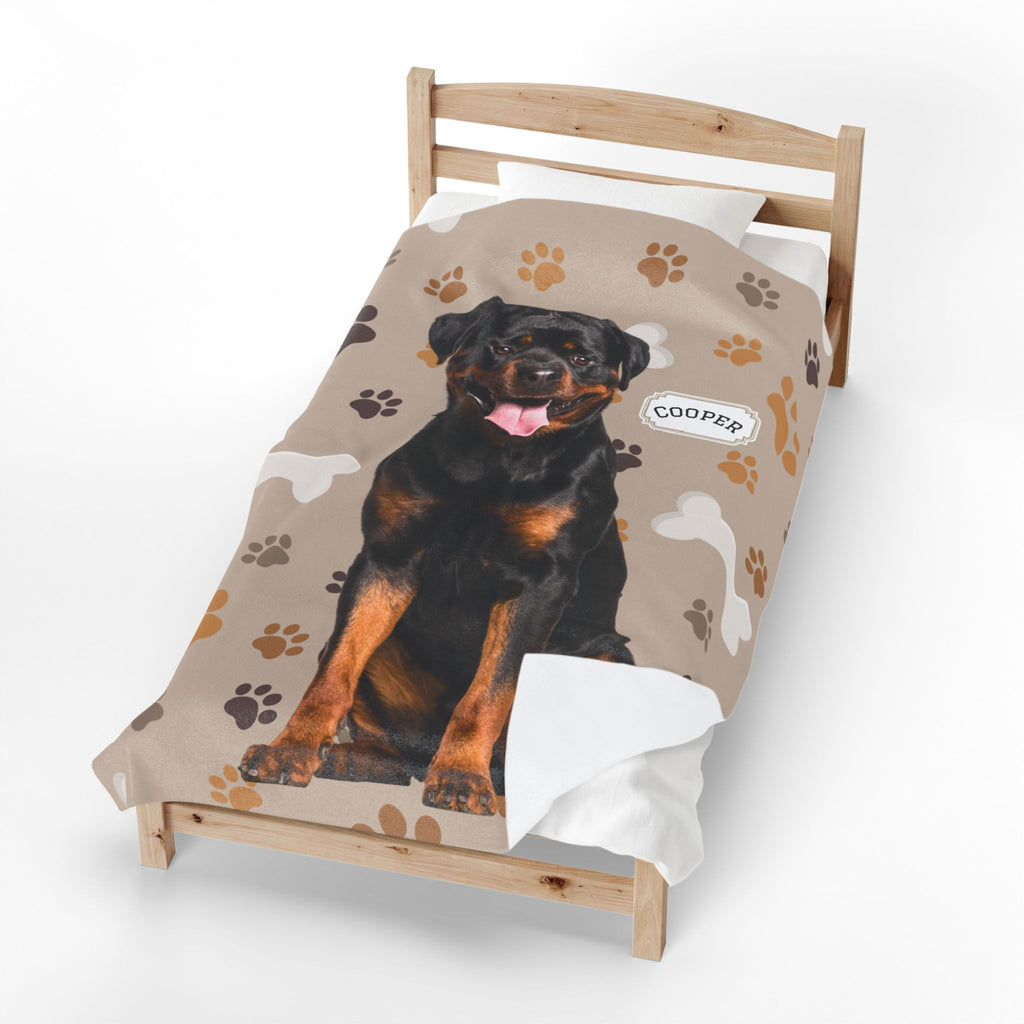 Custom Pet Blanket with Photo  Name  Personalized Dog Blanket  Cat Photo Throw  Sherpa Plush Pet Memorial Gift PET2