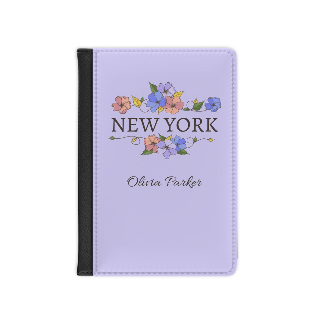 Personalized New York Floral Passport Cover with Name – RFID Blocking Travel Passport Holder