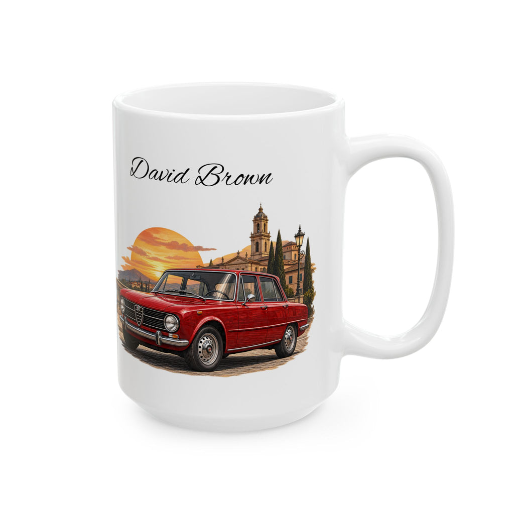 Personalized Name Vintage Italian Car Mug – Classic Red Car Gift