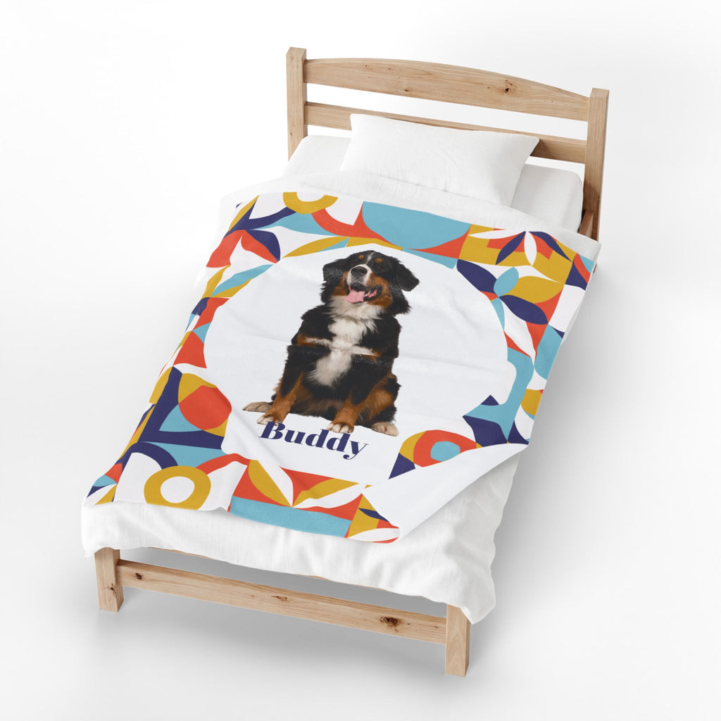 Custom Pet Blanket with Photo  Name  Personalized Dog Blanket  Cat Photo Throw  Sherpa Plush Pet Memorial Gift  PET3
