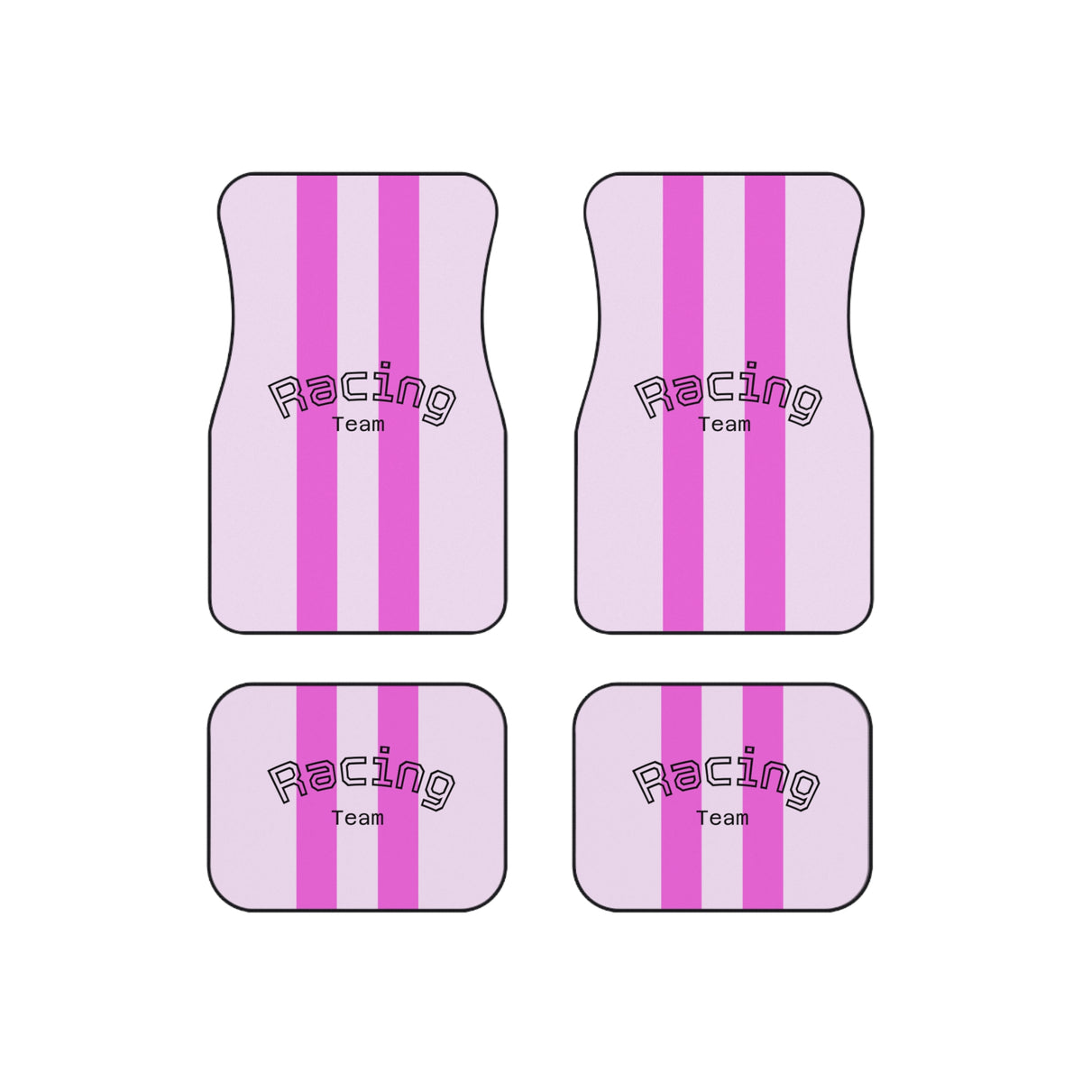 Pink Racing Stripe Car Floor Mats – 4-Piece Set