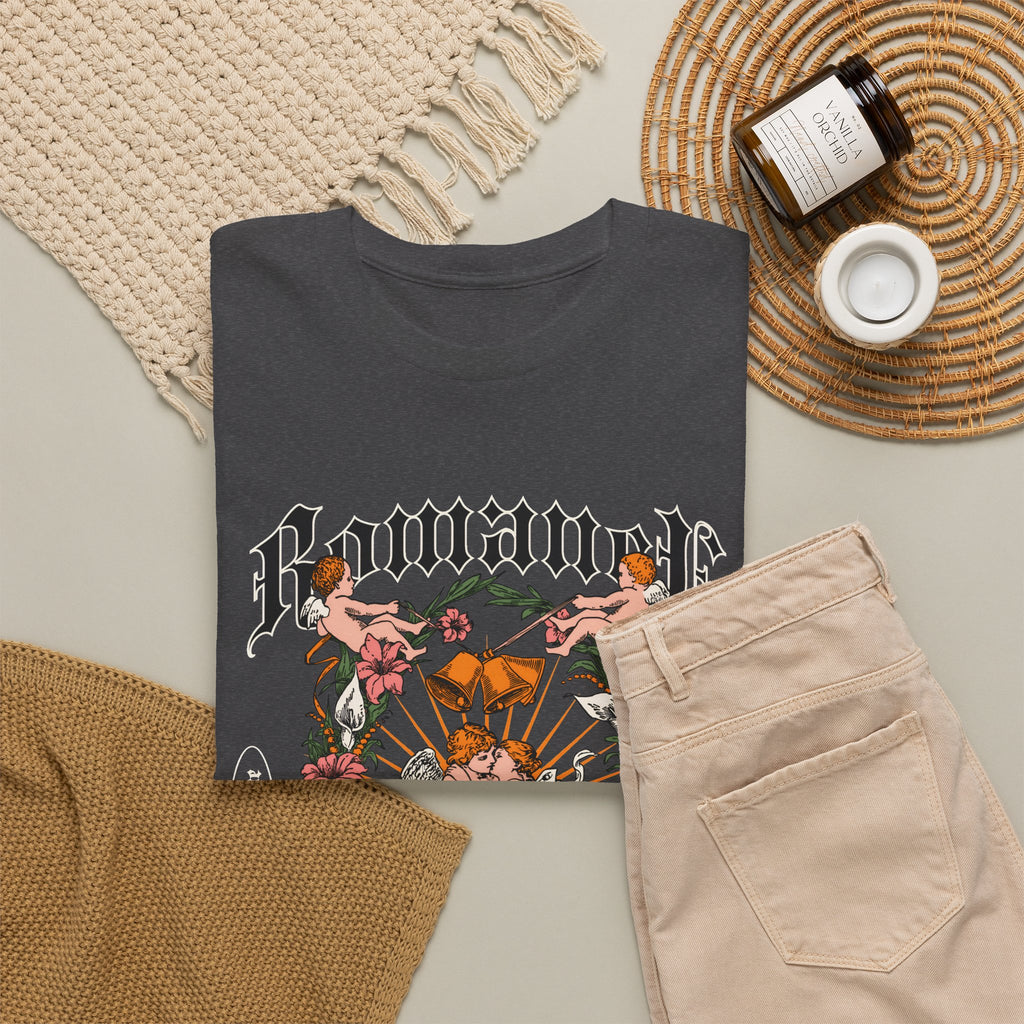 Gothic Floral Angel “Romancer” T-Shirt – Dark Vintage Unisex Graphic Tee