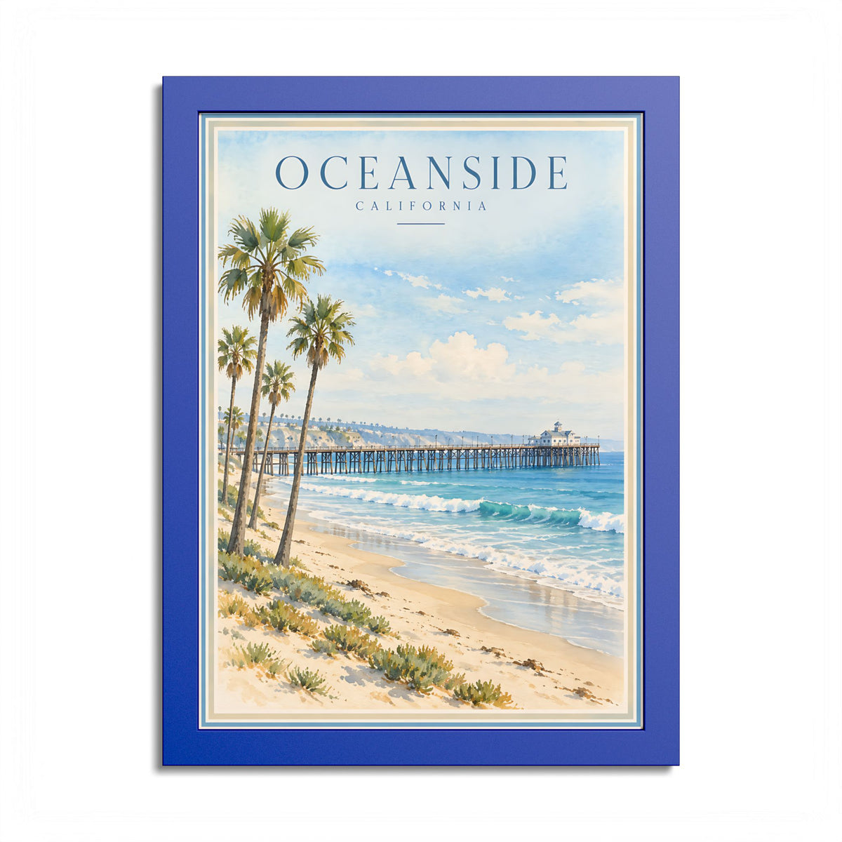 Oceanside California Vintage Framed Poster – Beach & Pier Wall Art