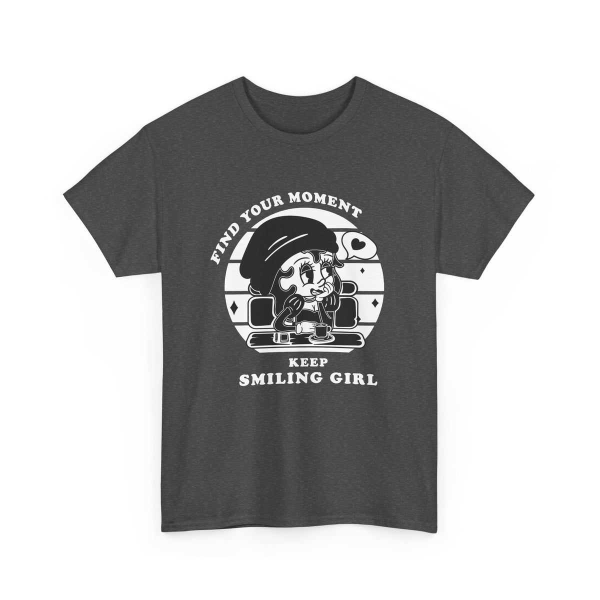 Keep Smiling T-Shirt – Vintage Girl Positive Quote Graphic Tee