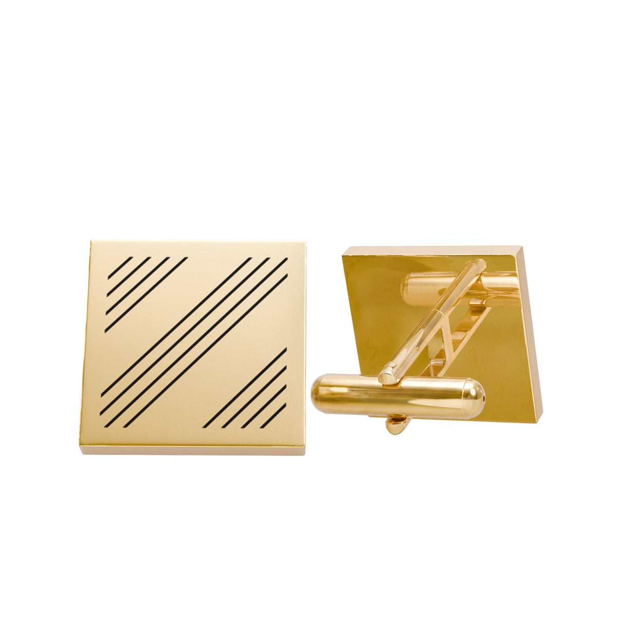 Geometric Line Cufflinks – Minimalist Gold Cufflinks for Men