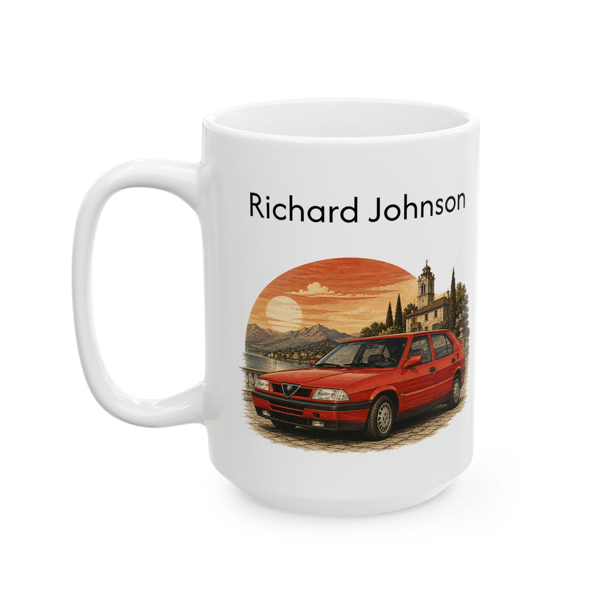 Personalized Name Classic Red Sports Car Mug – Vintage Italian Car Gift