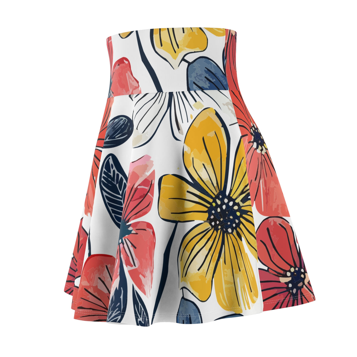 Colorful Floral Skater Skirt – Bold Flower Print