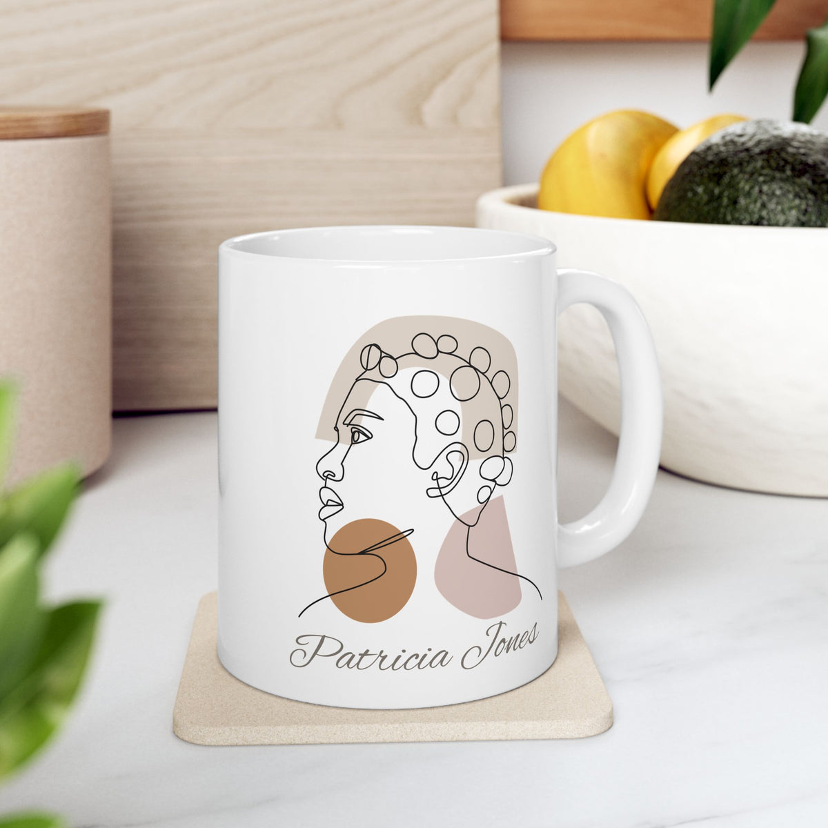 Personalized Name Line Art Mug – Minimalist Woman Coffee Mug Gift