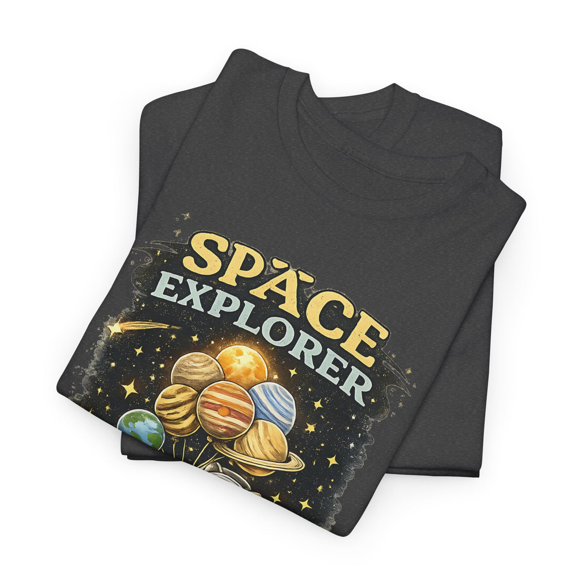 Space Explorer T-Shirt – Astronaut, Galaxy & Planets Graphic Tee