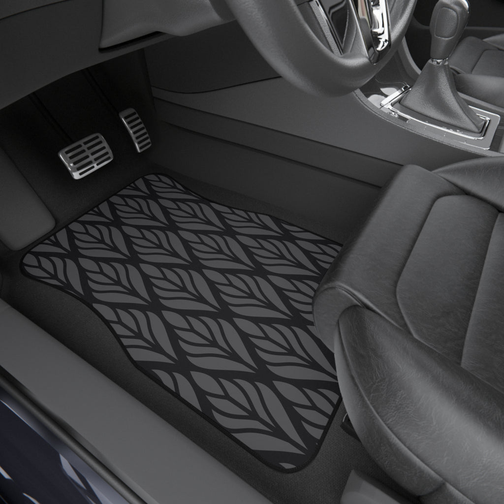 Black Geometric Car Floor Mats – Modern 4-Piece Set