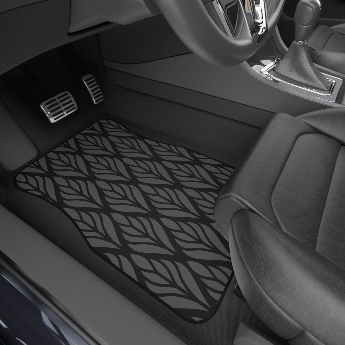 Black Geometric Car Floor Mats – Modern 4-Piece Set