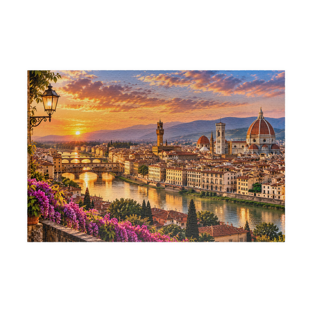 Florence Italy Puzzle – Tuscany Sunset Jigsaw Puzzle — Scenic Italy Travel Puzzle (110/252/520/1014 pcs)