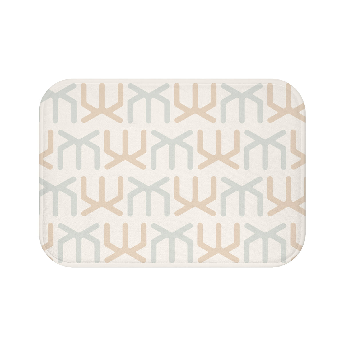 Neutral Geometric Bath Mat – Beige & Sage Modern Bathroom Decor