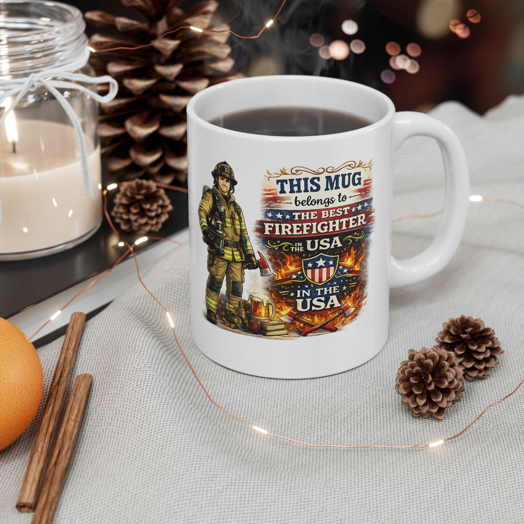 Best Firefighter Mug This Mug Belongs To The Best Firefighter in the USA, Firefighter Coffee Mug Gift