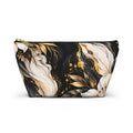 Black & Gold Floral Pouch – Luxury Marble Botanical Print