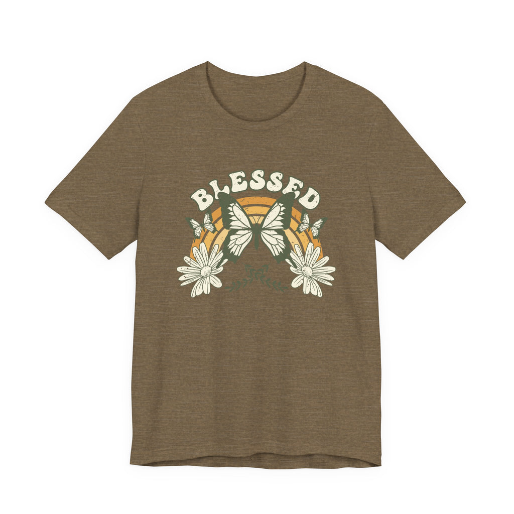 Blessed T Shirt Butterfly Floral Tee, Faith Inspirational Shirt, Boho Christian Graphic Tee