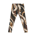 Luxury Marble Leggings – Black, Brown & Gold Abstract Print