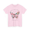 “You Are Free to Fly” Butterfly T-Shirt – Floral Inspirational Graphic Tee