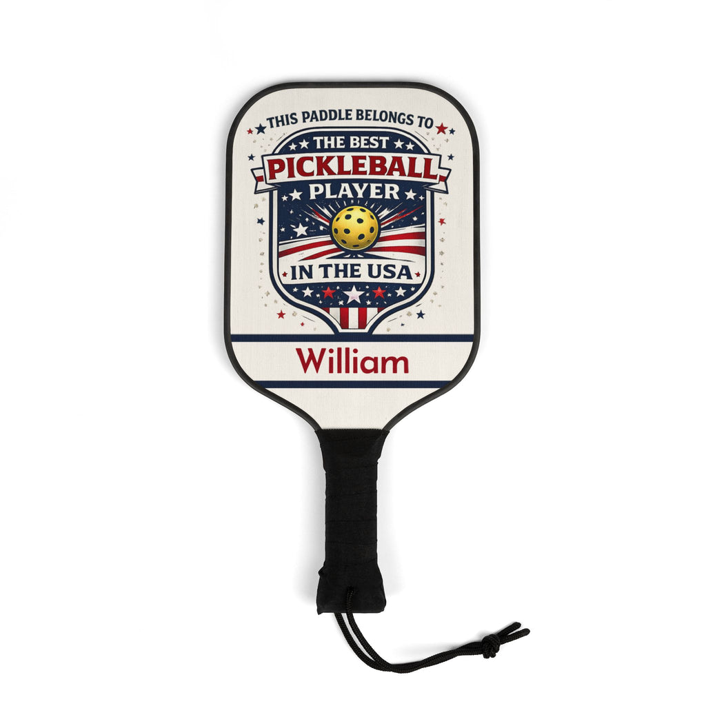 Personalized Pickleball Paddle Set USA | Custom Name Pickleball Gift for Men Women | Patriotic Pickleball Player Gift