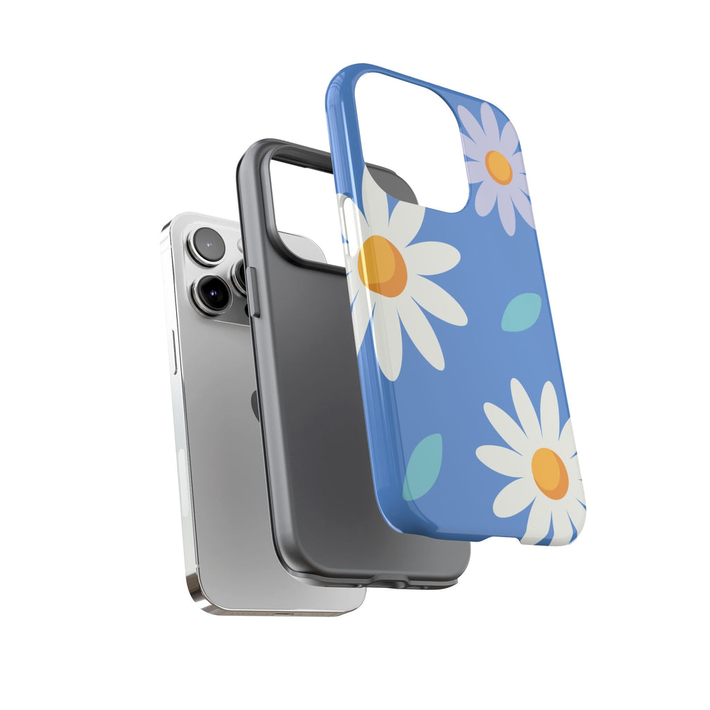 Blue Daisy Tough Phone Case – Retro Floral Design