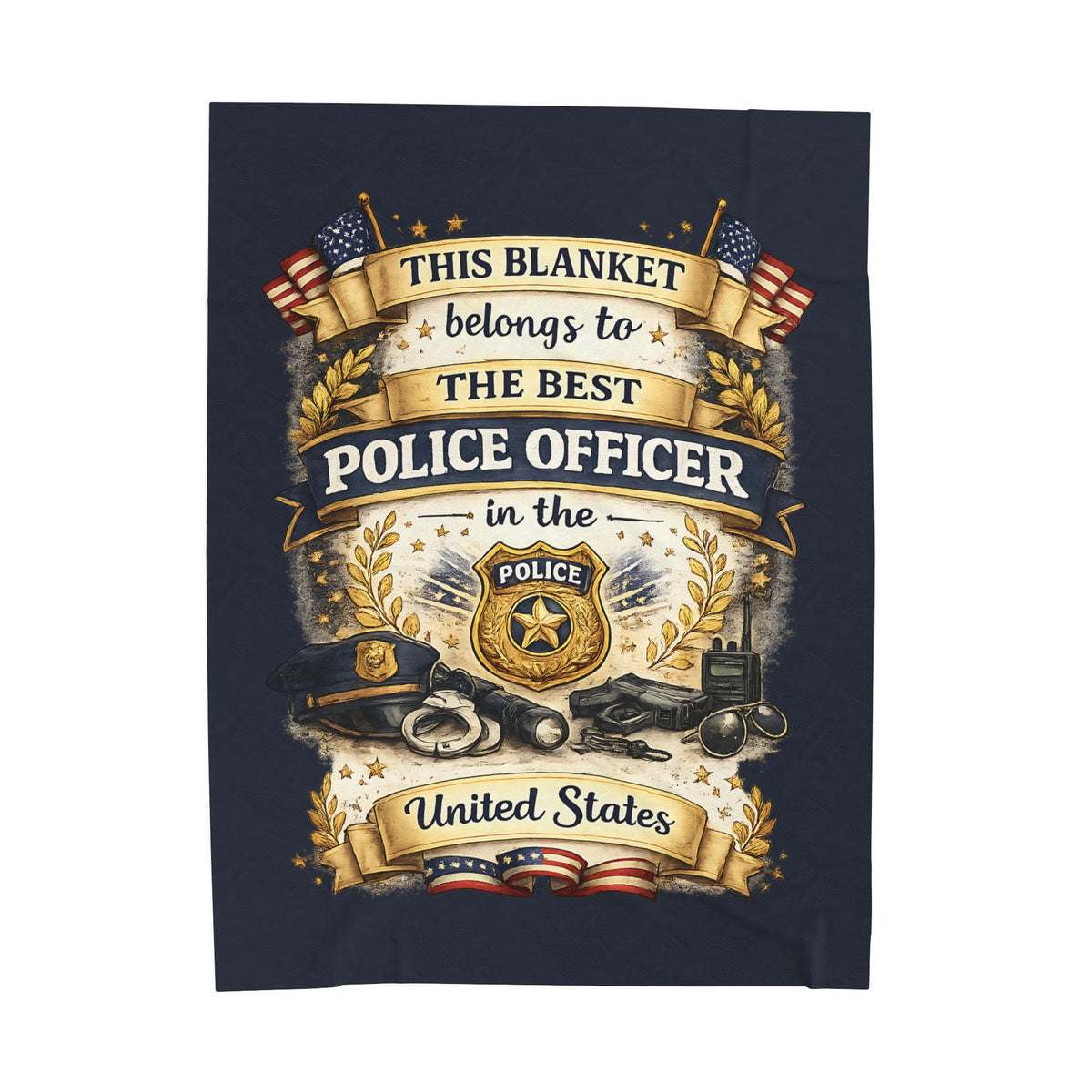 Best Police Officer Blanket  Gift for Police Officer  Patriotic Law Enforcement Throw  USA Officer Appreciation Gift