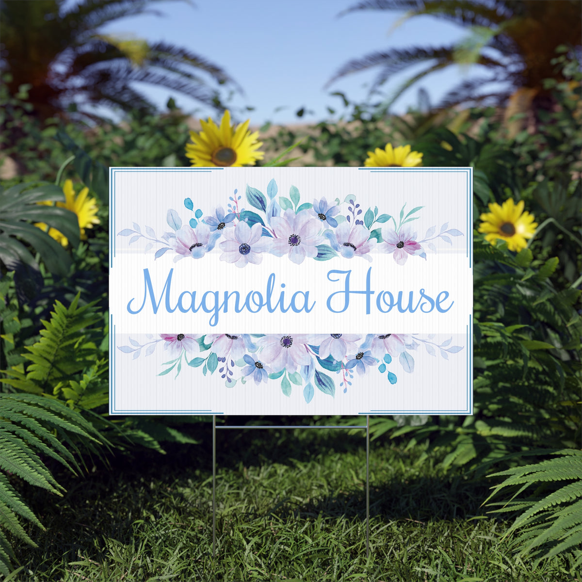 Personalized Floral House Name Yard Sign – Custom Property Sign Y5