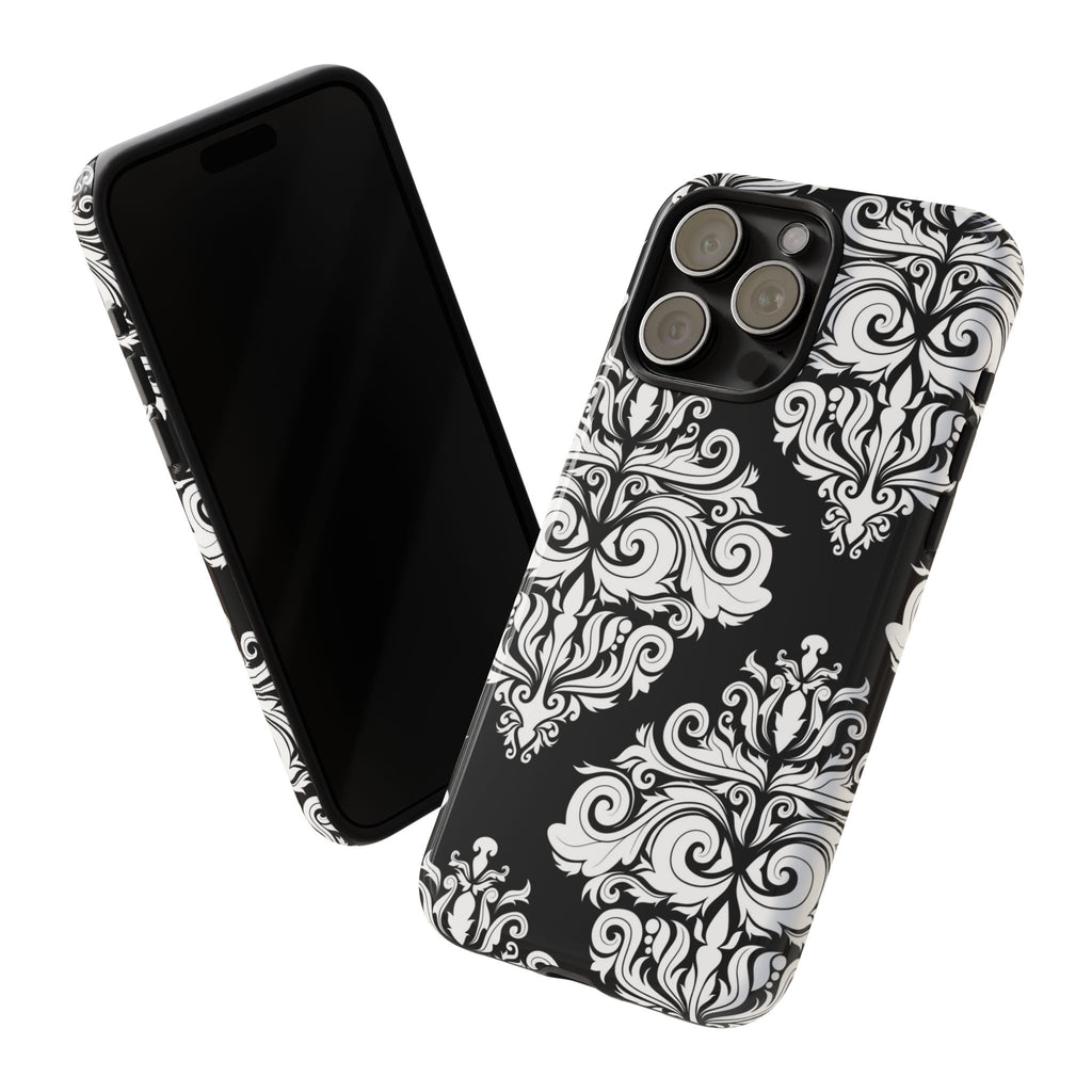 Black & White Damask Phone Case – Elegant Tough Case